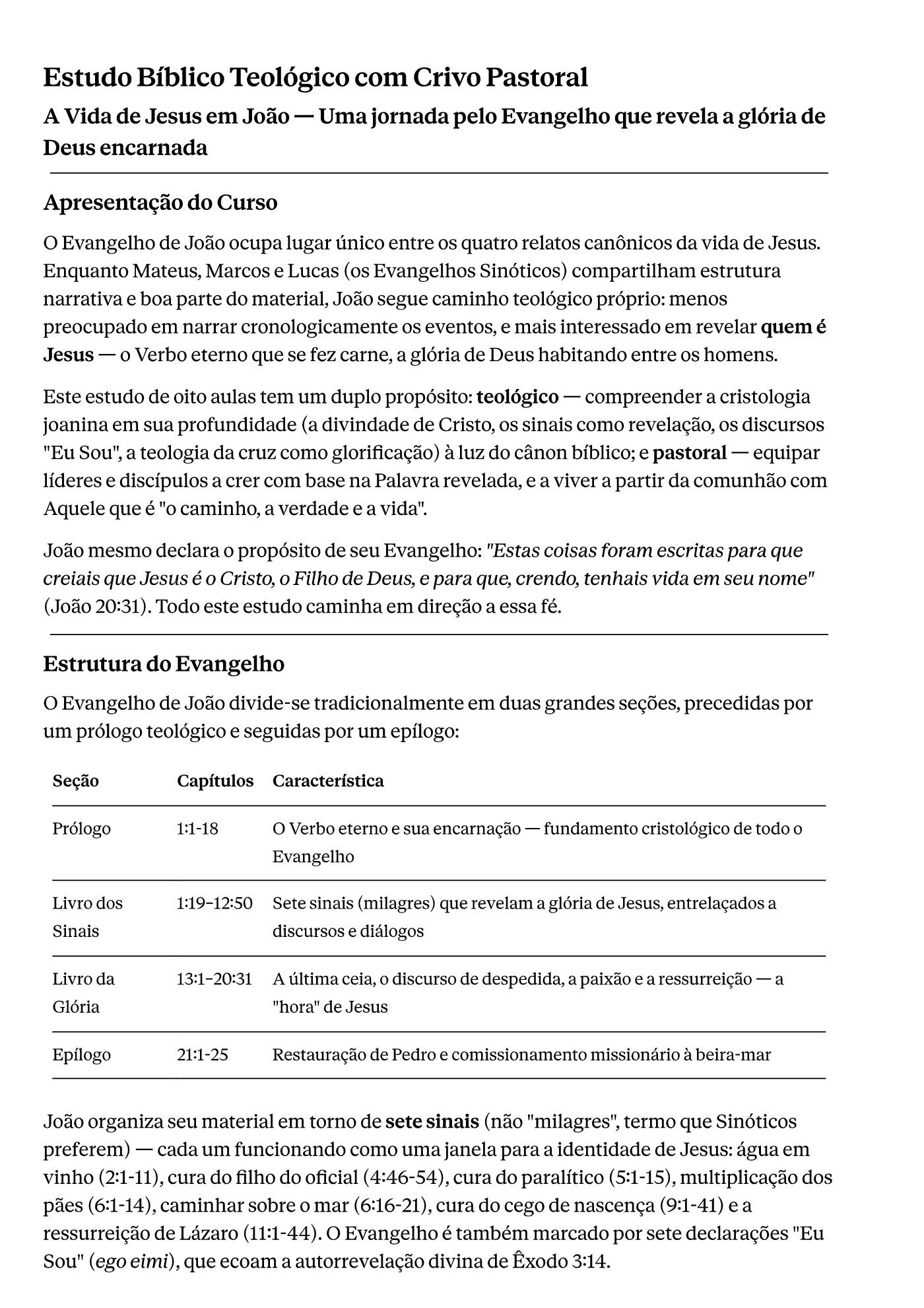 Vida de Jesus em João